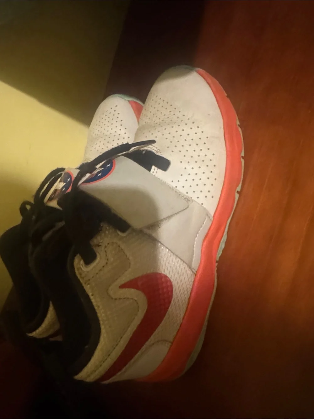 Nike Kids Light Gray and Black Sneakers with Coral and Mint Accents